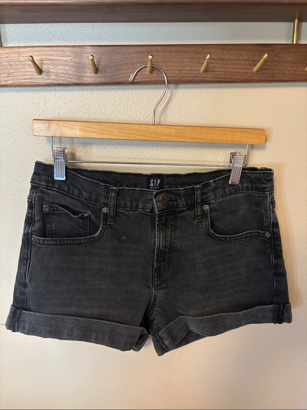 GAP Black Rolled-Hem Denim Shorts